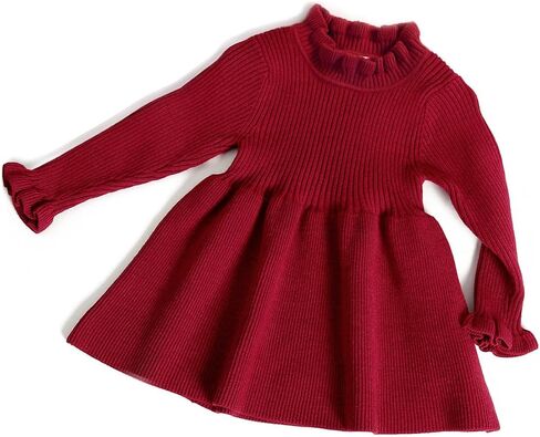 Simplee kids Baby Girls Knit Sweater Dress,Long Sleeve | Sweet and Cute,Warm for Fall and Winter,Party and Daily Casual Wear,for Baby and Little Girls in Saudi Arabia