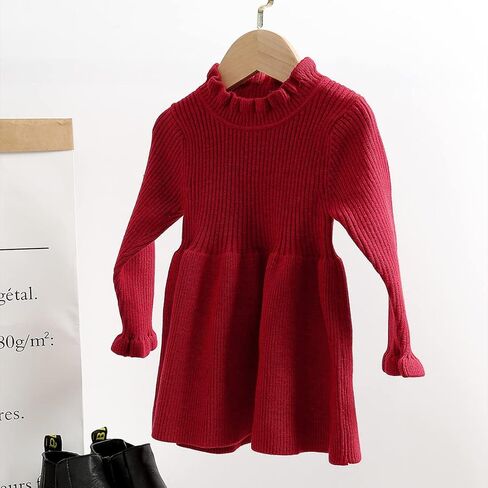 Simplee kids Baby Girls Knit Sweater Dress,Long Sleeve | Sweet and Cute,Warm for Fall and Winter,Party and Daily Casual Wear,for Baby and Little Girls in Saudi Arabia