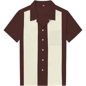 Anchor MSJ Men's 50s Retro Camp Rockabilly Style Cotton Mens Shirts Short Sleeve Fifties Bowling Casual Dress Shirts in Kuwait