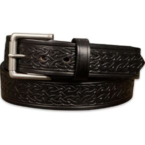 Bullhide Belts Mens Leather Belt, Heavy-Duty, Genuine Full Grain Celtic Design Leather Belts 1.50" Wide, Made in the USA in Saudi Arabia