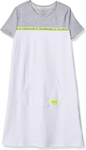 Calvin Klein Girls' Performance Dress, Pull-on Style with Crew-Neck Neckline, Logo Detailing in Kuwait