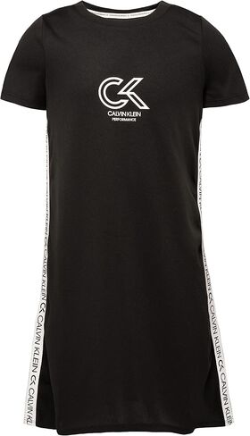 Calvin Klein Girls' Performance Dress, Pull-on Style with Crew-Neck Neckline, Logo Detailing in Kuwait