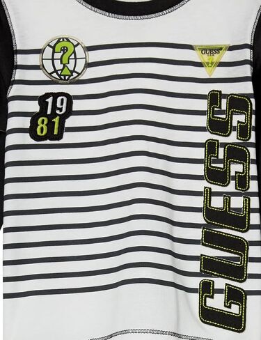 GUESS Boys' Little Applique Logo Patch Organic Cotton Striped Long Sleeve T-Shirt in Saudi Arabia