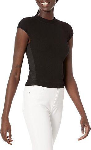 GUESS Women's Cap Sleeve Rose Rib Knit Top in Saudi Arabia