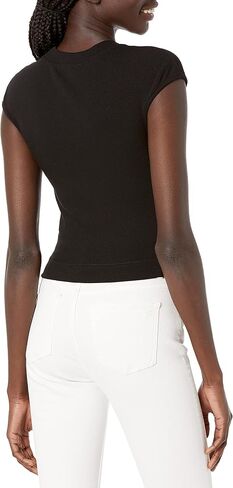 GUESS Women's Cap Sleeve Rose Rib Knit Top in Saudi Arabia