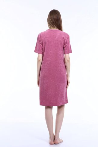 Women's Terry Cotton Zipper Front Short Sleeve Two Pocket Robe Sleepwear Beach Dress in Kuwait