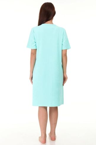 Women's Terry Cotton Zipper Front Short Sleeve Two Pocket Robe Sleepwear Beach Dress in Kuwait