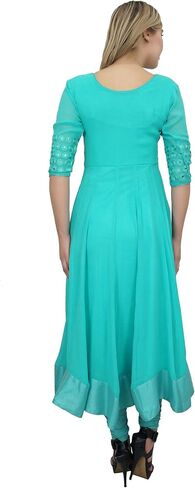 Bimba Women's Classy Long Designer Flared Anarkali Mirror Work Kurta in Kuwait