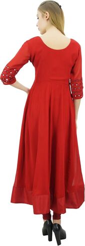 Bimba Women's Classy Long Designer Flared Anarkali Mirror Work Kurta in Kuwait
