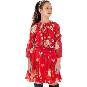 Smukke, Big Girls Tween Beautiful Floral Printed Long Sleeves Dresses (with Options), 7-16 in Saudi Arabia