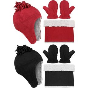 2 Sets Winter Toddler Hat Mittens Scarf Set for 2-4 Years Old Boys and Girls in Saudi Arabia