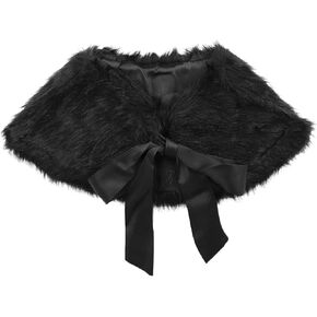 IPENNY Girls Faux Fur Wrap Shawl Flower Kids Princess Cape Wedding Bridesmaid Bolero Shrug Christmas Party Costume Dress Up