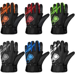 6 Pairs Kids Winter Gloves Waterproof Ski Gloves Snow Warm Full Finger Snowboard Unisex Gloves for Cold Weather Boys Girls