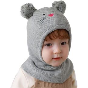 LLmoway Baby Toddler Kids Winter Hats Warm Windproof Knit Scarf Hood Fleece Hat in Kuwait