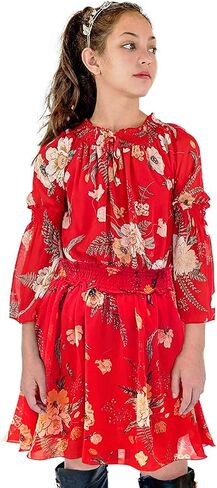Smukke, Big Girls Tween Beautiful Floral Printed Long Sleeves Dresses (with Options), 7-16 in Saudi Arabia