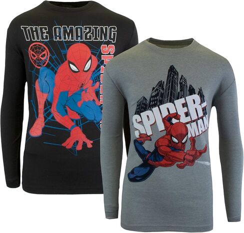 تي شيرت Marvel Spider-Man and Avengers طويل الأكمام مكون من قطعتين للأولاد، سبايدرمان وأفينجرز للأولاد بأكمام طويلة in Kuwait