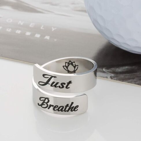 omodofo Inspirational Motivational Ring Adjustable Personalized Stainless Steel Spiral Wrap Twist Ring Encouragement Personalized Jewelry Birthday Gifts for Girls in Kuwait