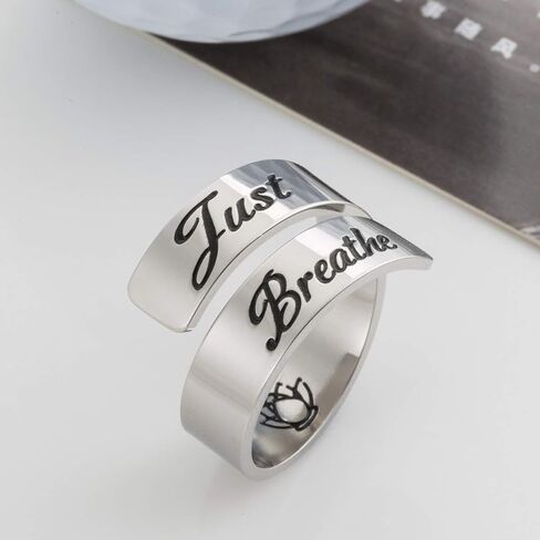 omodofo Inspirational Motivational Ring Adjustable Personalized Stainless Steel Spiral Wrap Twist Ring Encouragement Personalized Jewelry Birthday Gifts for Girls in Kuwait