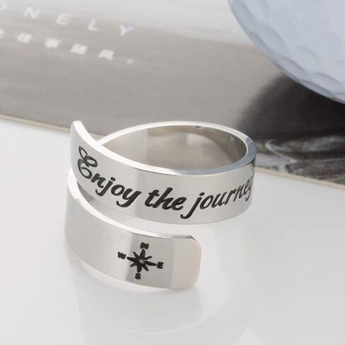 omodofo Inspirational Motivational Ring Adjustable Personalized Stainless Steel Spiral Wrap Twist Ring Encouragement Personalized Jewelry Birthday Gifts for Girls in Kuwait