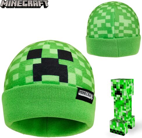 Minecraft Beanie Hat Scarf and Gloves Set for Boys and Girls, (2 Piece Set) Green in Saudi Arabia