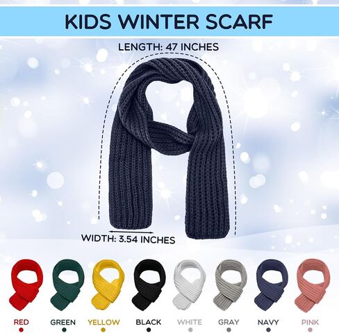 Liitrsh 24 Pcs Kids Scarf Bulk, 47 Inch Long Toddlers Winter Knitted Scarf Thick Warm Scarf Winter Neck Warmer Scarves for Girls and Boys, 8 Color in Saudi Arabia