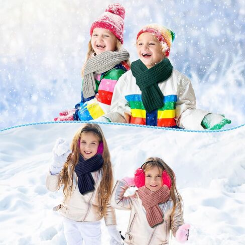 Liitrsh 24 Pcs Kids Scarf Bulk, 47 Inch Long Toddlers Winter Knitted Scarf Thick Warm Scarf Winter Neck Warmer Scarves for Girls and Boys, 8 Color in Saudi Arabia