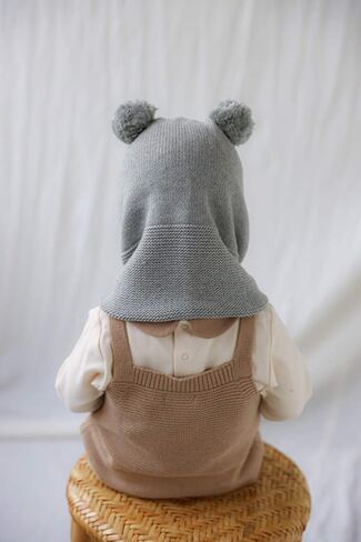 LLmoway Baby Toddler Kids Winter Hats Warm Windproof Knit Scarf Hood Fleece Hat in Kuwait
