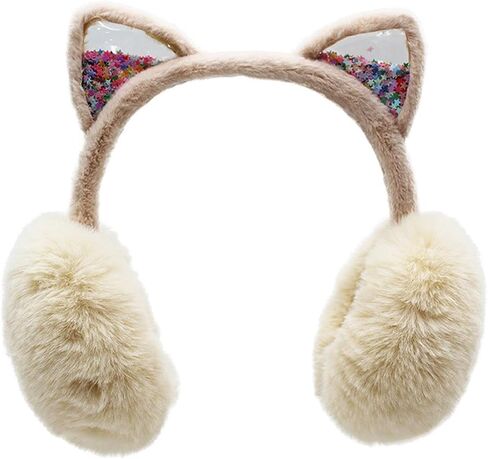 sazujinwu أغطية أذن شتوية للأطفال على شكل قطة لطيفة للفتيات، ناعمة ودافئة، قابلة للطي، تناسب معظم الأطفال (مقاس واحد) in Kuwait