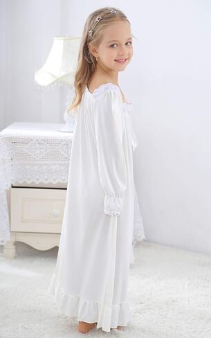Horcute Girls Cotton Long-Sleeve and Sleeveless Sleepshirts Nightshirts Pajamas Nightgown for 3-12 Years in Saudi Arabia