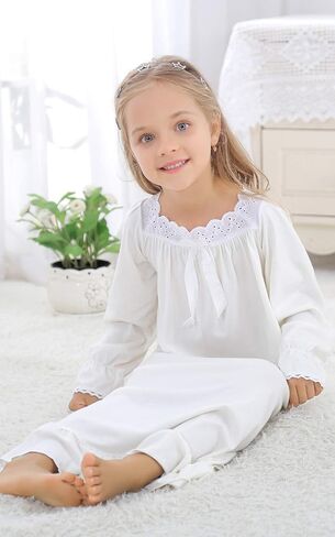 Horcute Girls Cotton Long-Sleeve and Sleeveless Sleepshirts Nightshirts Pajamas Nightgown for 3-12 Years in Saudi Arabia