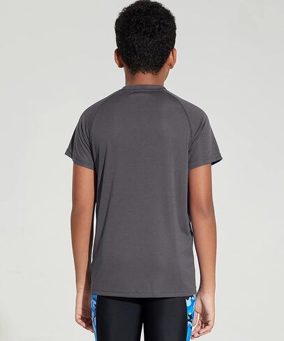 DEVOROPA Youth Boys Rash Guard Toddler Swim Shirts Short Sleeve Sun Shirts Lightweight Quick Dry UPF 50+ Kids Surf Swimsuit in Kuwait