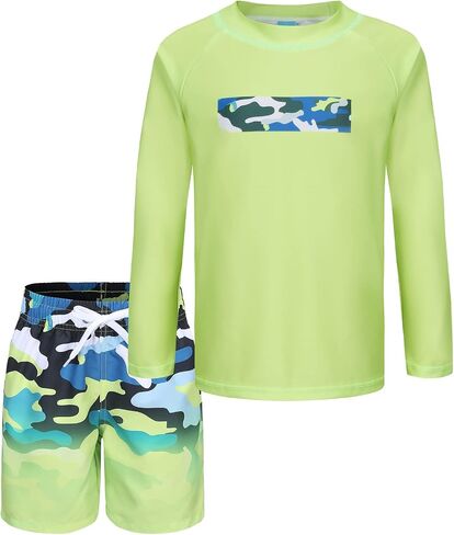 طقم ملابس سباحة للأولاد مكون من قطعتين من Rash Guard مع طقم ملابس سباحة للأطفال بأكمام طويلة وملابس سباحة in Kuwait
