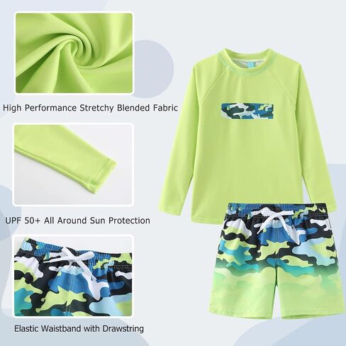 طقم ملابس سباحة للأولاد مكون من قطعتين من Rash Guard مع طقم ملابس سباحة للأطفال بأكمام طويلة وملابس سباحة in Kuwait