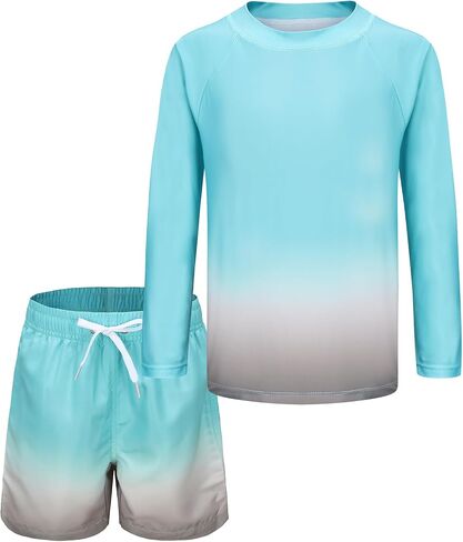 طقم ملابس سباحة للأولاد مكون من قطعتين من Rash Guard مع طقم ملابس سباحة للأطفال بأكمام طويلة وملابس سباحة in Kuwait