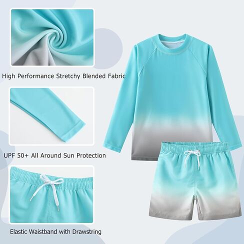 طقم ملابس سباحة للأولاد مكون من قطعتين من Rash Guard مع طقم ملابس سباحة للأطفال بأكمام طويلة وملابس سباحة in Kuwait