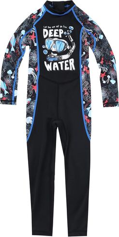 Hiheart Boys Girls Full Body Rash Guard Bathing Suit Sun Protection Front Zip Up One Piece Sunsuit in Kuwait