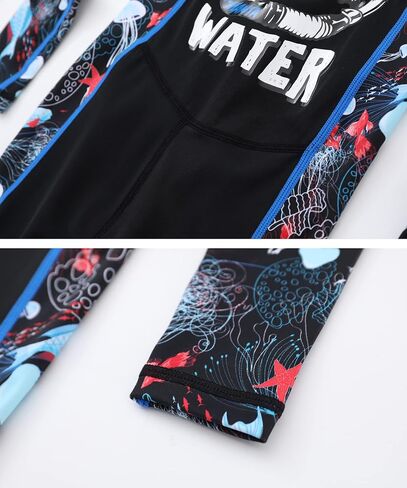 Hiheart Boys Girls Full Body Rash Guard Bathing Suit Sun Protection Front Zip Up One Piece Sunsuit in Kuwait