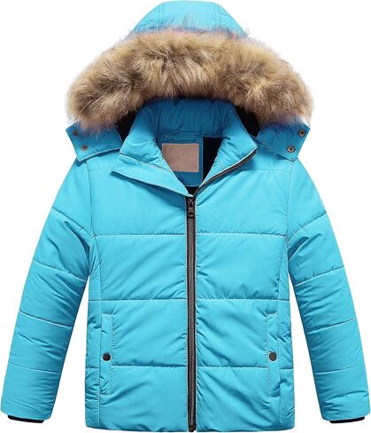 Chrisuno Girl's Water Resistant Winter Coats Warm Fleece Lined Outwear Ski Snow Jacket With Removable Hood in Saudi Arabia