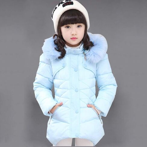 معاطف شتوية للفتيات من SRVNFBKT، سترة منتفخة دافئة بغطاء للرأس من الفرو، معطف باركا للفتيات in Kuwait