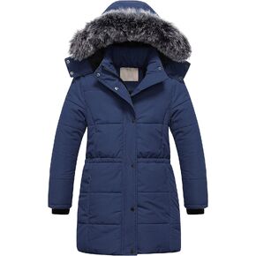 Chrisuno Girl's Long Parka Warm Winter Coat Water Resistant Quilted Puffer Jacket Snow Outwear