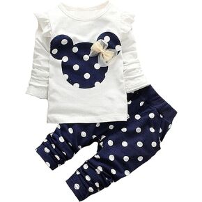 Cute Toddler Baby Girls Clothes Set Long Sleeve T-Shirt and Pants Kids 2pcs Outfits
