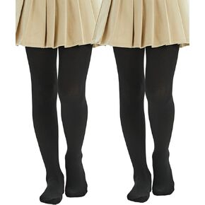 MANZI Fleece Lined Tights for Girls Thick Footed Girls Tights Age 2-10 Ultra-soft 2 Pairs 400-Denier