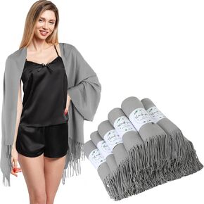 Ramede 50 Pack Pashmina Shawls and Wraps Bulk Wedding Favors Bridal Shawls Gifts for Guests with Thank You Cards