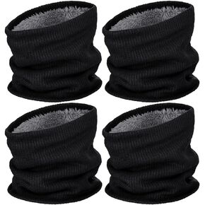 Syhood 4 Pieces Winter Neck Warmer Fleece Tube Scarf Thicken Knitted Windproof Bandana for Men and Women in Kuwait
