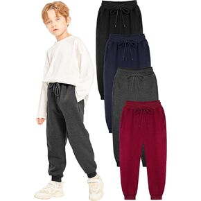 Resinta 4 Pack Boys' Athletic Sweatpants Boys Fleece Active Sweatpants with Pockets Drawstring Youth Jogger Pants