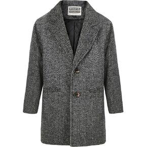WULFUL Boys Wool Coat Single Breasted Trench Coat Winter Pea Coat