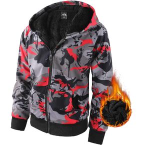 Boys Zip Up Hoodie Heavyweight Winter Sweatshirt Fleece Sherpa Lined Warm Jacket