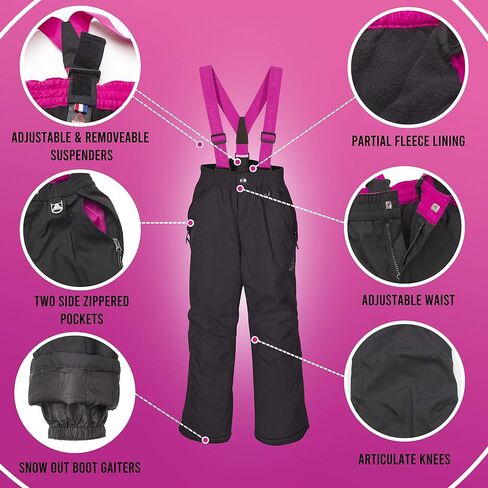 Gerry Girls' Performance Snow Pants with Removable Suspenders Ski Pants XS (5/6)-L (14/16 in Saudi Arabia