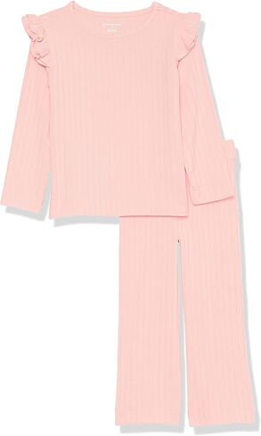 Amazon Essentials Girls and Toddlers' Wide-Rib Outfit Set, Pack of 2 in Kuwait