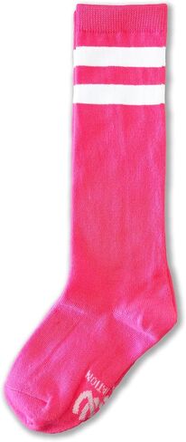 Unisex Child Kid Size Neon Bright Colored Knee High Sport Team Socks With Various Colored Stripes in Kuwait